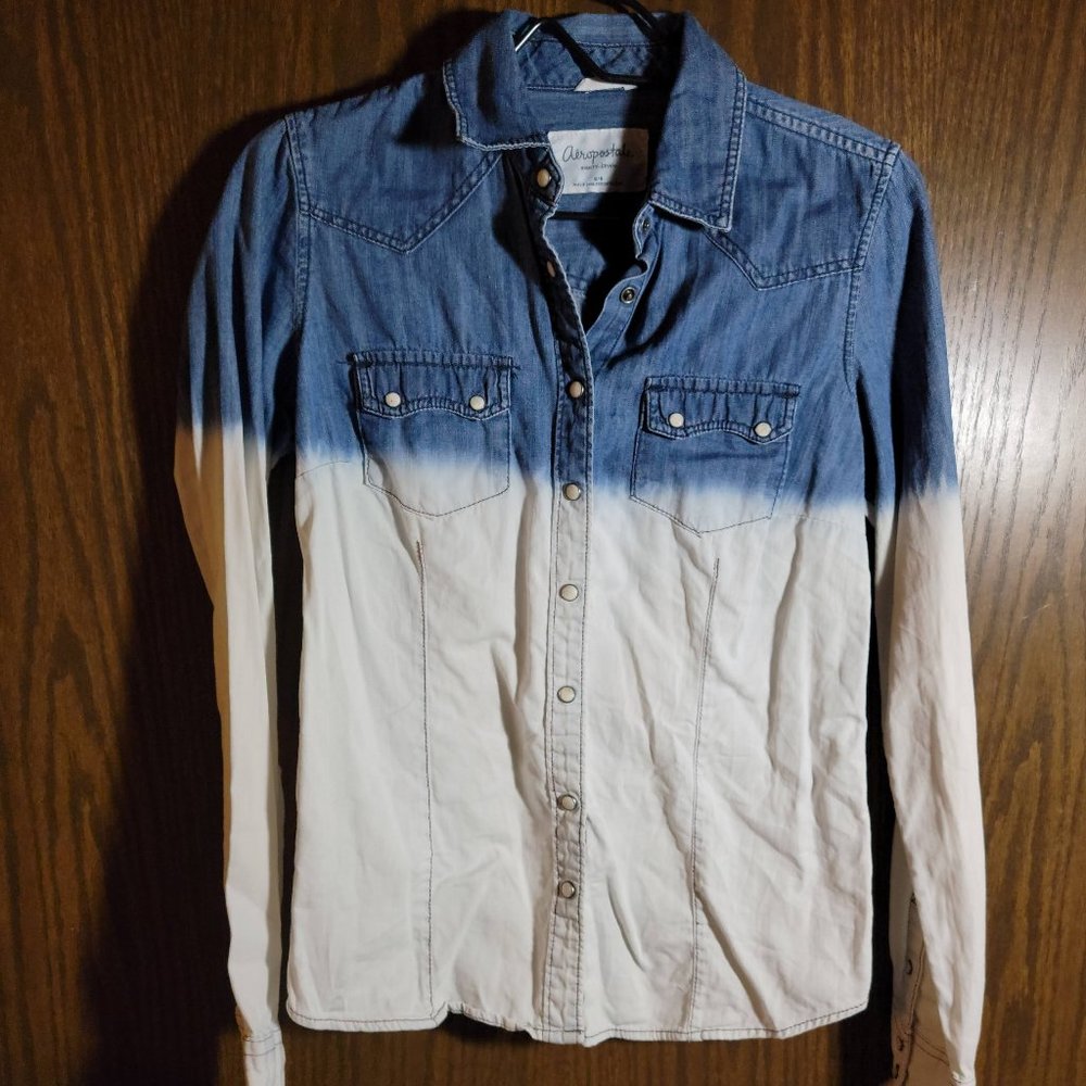 Aeropostale Western Style Ombre Long Sleeve Shirt Size Medium